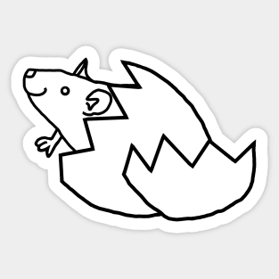 Cute Rat Hatching from Easter Egg Outline Sticker